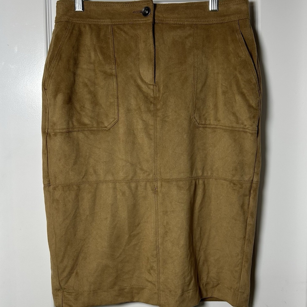 Liz Claiborne English‎ Brown Faux Suede Straight and Pencil Knee Length Skirt